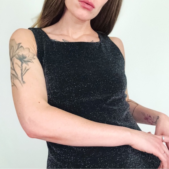 Vintage Dresses & Skirts - Vintage Shimmer Sleeveless Maxi Dress in Black | Size S